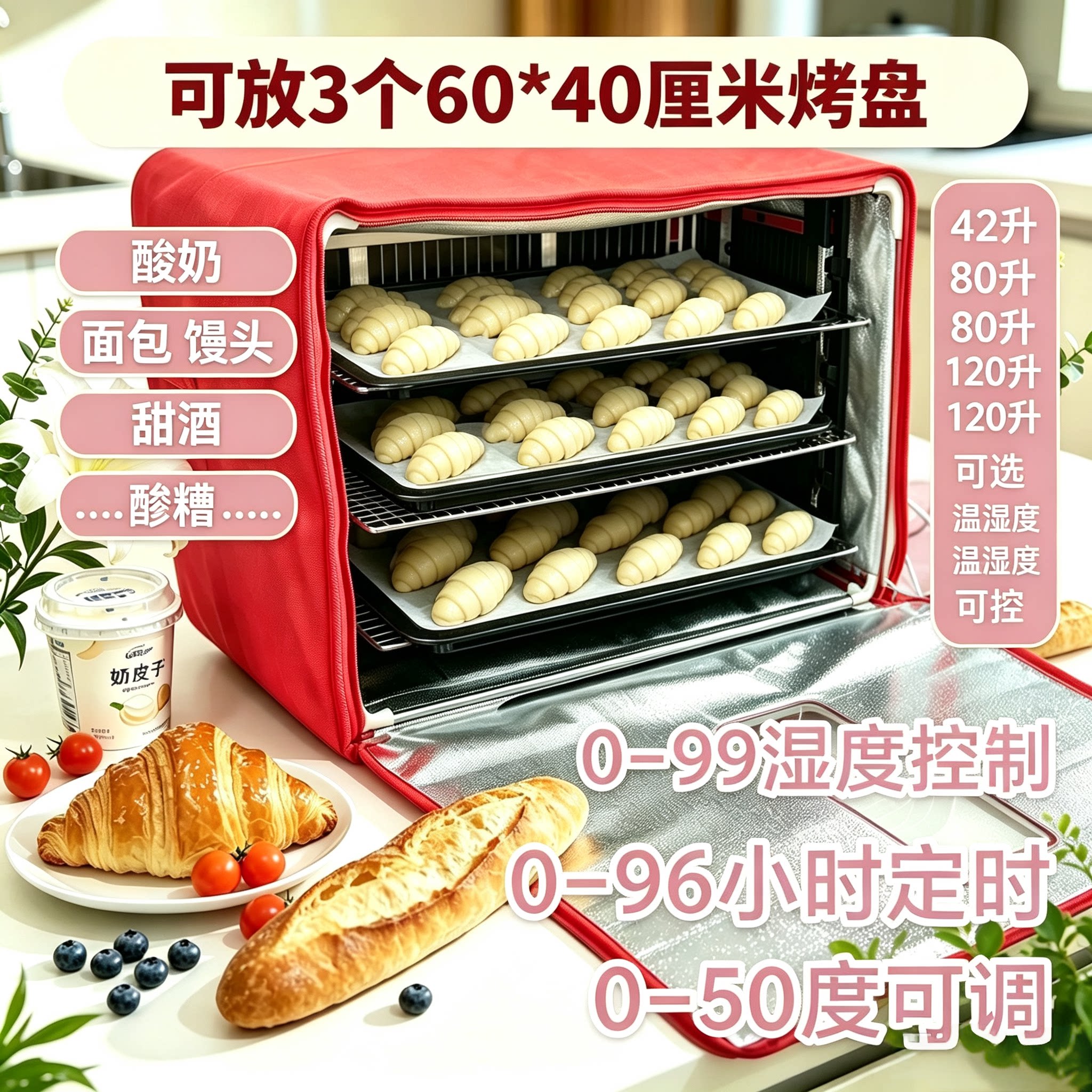 大号智能恒温发酵箱 家用商用 烘焙加湿发面包酸奶纳豆 米酒酿机