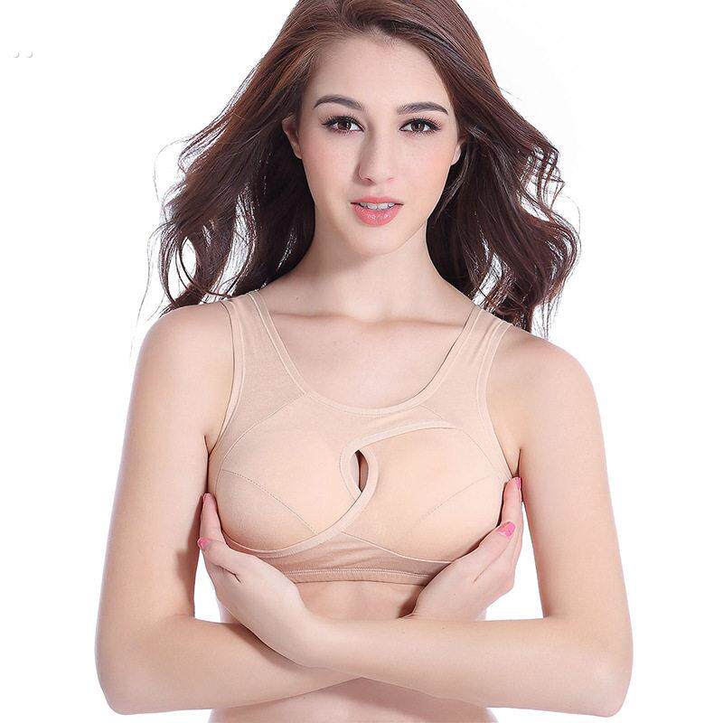 纯棉薄款无钢圈运动背心式文胸 防震调整型透气 休闲舒适女士内衣