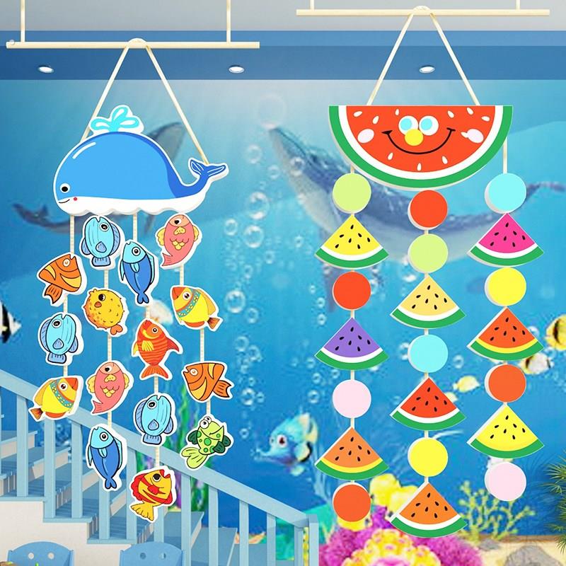 幼儿园环创夏天季日主题成品墙面装饰蓝色海洋风走廊场景氛围布置