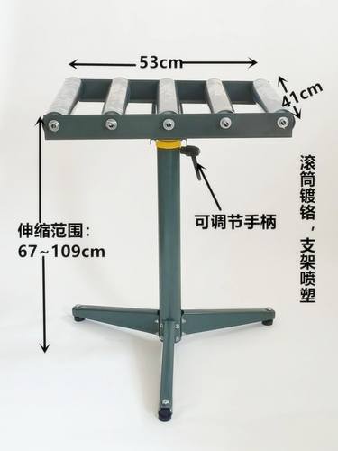 无动力滚筒输送架 木工接料送料架 可调刨床支撑架 托辊升降式