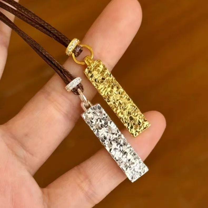 足银S999碎冰冰小金条项链纯银爆闪四方来财编织绳锁骨送女友礼物,饰品/流行首饰/时尚饰品新,项链,淘宝优惠券,粉丝福利购,淘宝优惠卷