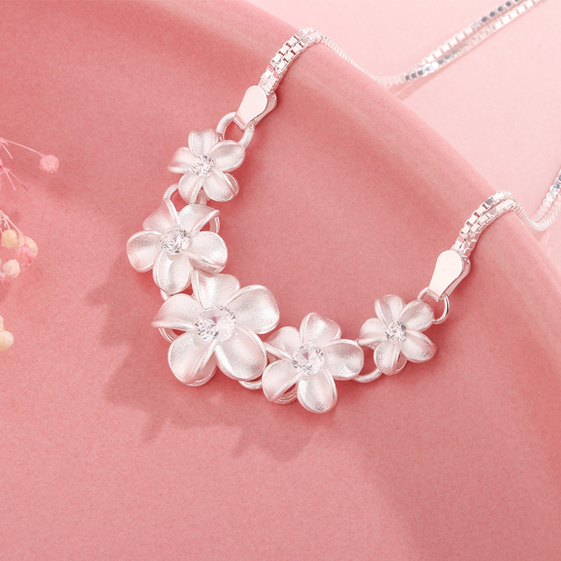 晚舟足银990山茶花手链女