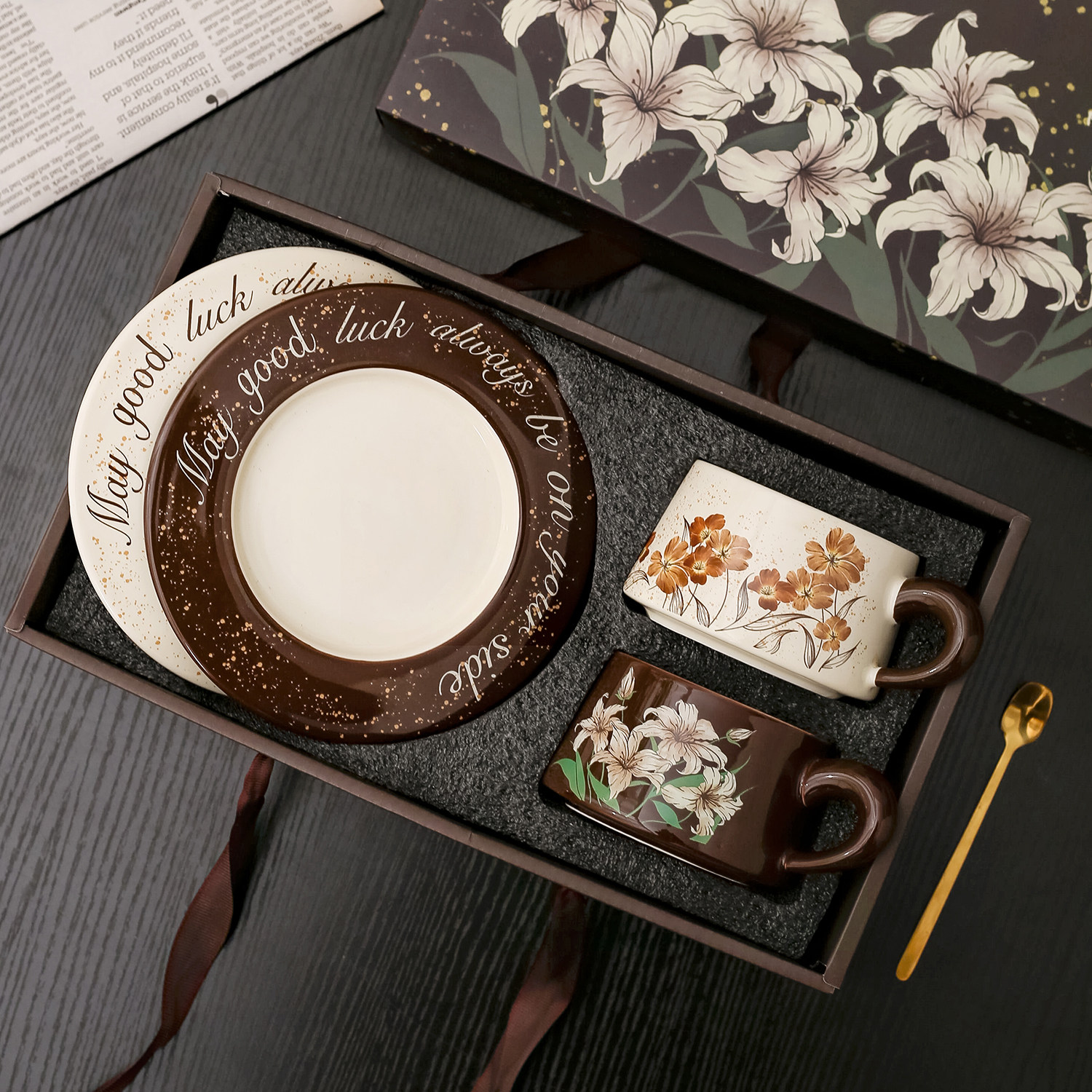 复古陶瓷咖啡杯碟套装礼品节日图片