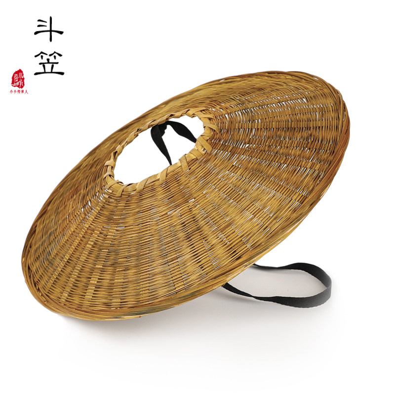 斗笠儿童汉服古装影视拍摄道具男童舞蹈表演宝宝搭配假发发套帽子