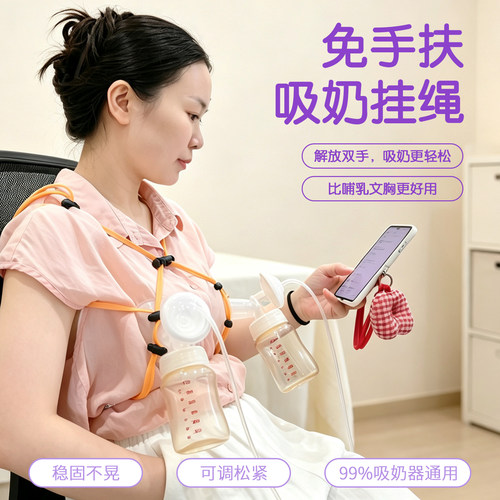 兔小宝免手扶挂绳适配熊猫布布贝瑞克美德乐等吸奶器通用哺乳文胸