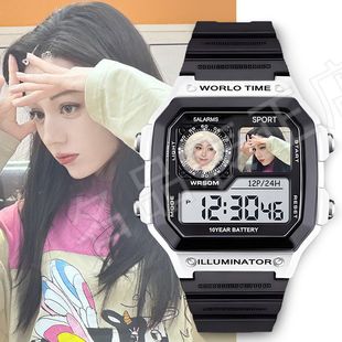 迪丽热巴应援可定制防水有闹钟可计时运动学生党电子手表礼物腕表