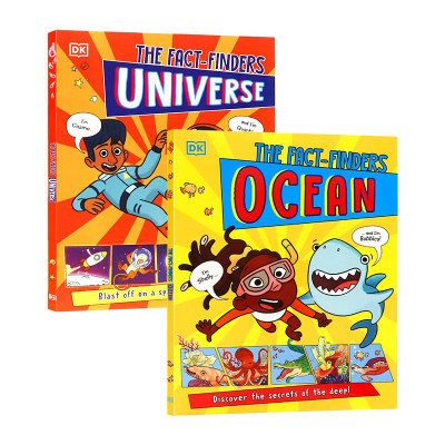 DK事实调查局2册 海洋宇宙 英文原版漫画 the Fact-Finders Ocean Universe 儿童自然科学科普百科读物 探索深海的秘密 太空冒险