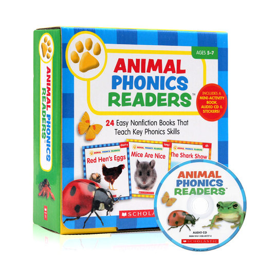 学乐动物语言家长阅读手册 英文原版 Animal Phonics Readers Parent Pack 24册礼盒装附CD贴纸 幼儿童启蒙认知 早教图画书绘本