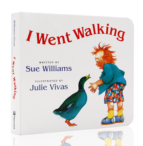 进口英文原版绘本 I Went Walking 吴敏兰书单绘本123 第81本 纸板书Sue Williams绘本iwentwalking