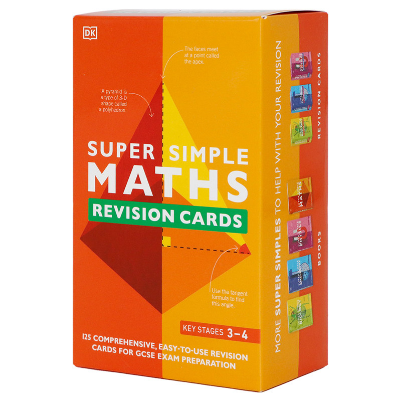 超级简单复习卡数学 英文原版 Super Simple Maths Revision Cards 词卡巩固学科知识复习词汇卡片学习资料 儿童课外英语教辅