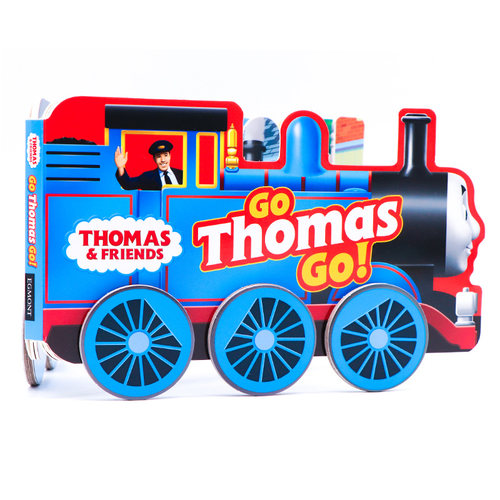 托马斯小火车造型书Thomas and Friends Go Thomas, Go!英文原版绘本 儿童早教益智 低幼英语启蒙 玩具书 轮子可跑