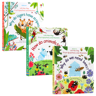 Have Why bees Usborne幼儿启蒙问答3册英文原版 Stripes Animals Talk儿童科普趣味翻翻纸板书 need How Tigers