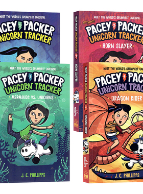 佩西帕克4册漫画版 英文原版 Pacey Packer Unicorn Tracker Horn Slayer Mermaids vs Unicorns Dragon Rider 青少年章节桥梁书