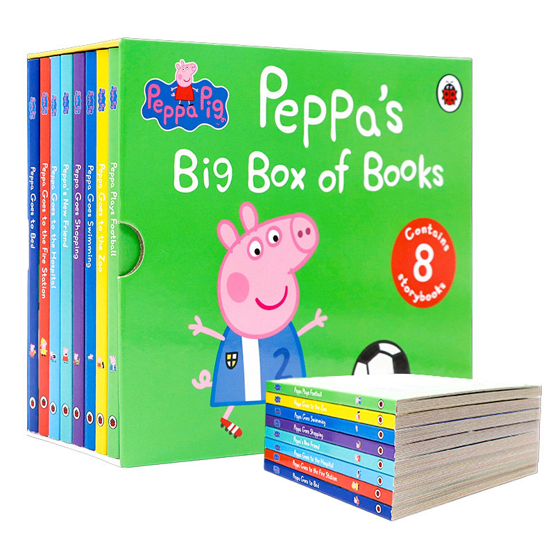 Peppa Pig 小猪佩奇的大盒子书8册套装 英文原版绘本 Peppa's big box of books 儿童英语启蒙纸版书宝宝睡前故事图画书生活场景篇,书籍/杂志/报纸,儿童读物原版书,淘宝优惠券,粉丝福利购,淘宝优惠卷