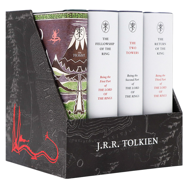 霍比特人指环王魔戒英文原版The Hobbit The Lord of the Rings JRR Tolkien 80周年礼盒盒装套装托尔金小说4册合售