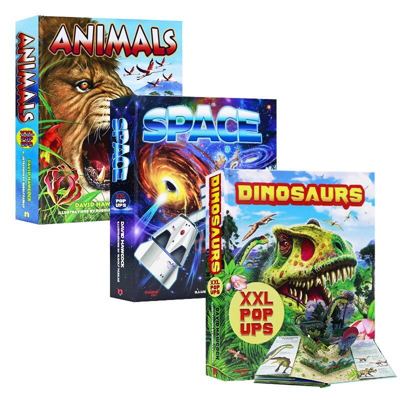 恐龙动物太空3D立体书 英文原版 Dinosaurs/Animals/Space XXL pop-ups 儿童趣味科普百科活动与玩具书亲子互动精装大开本立体书