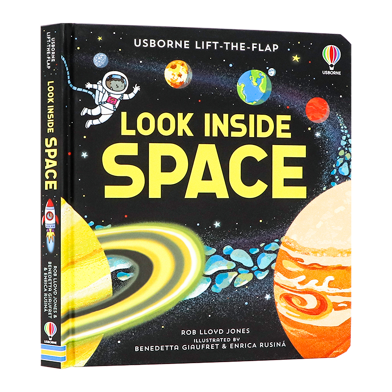新版 Usborne看里面系列 太空 英文原版绘本 Look inside Space 低幼版揭秘太空3-6岁纸板立体翻翻书英语早教启蒙认知亲子启蒙科普