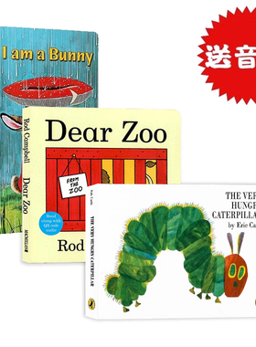 英文原版绘本I am a bunny我是一只兔子 Dear Zoo动物园 The Very Hungry Caterpillar好饿的毛毛虫幼儿童英语纸板书dearzoo绘本