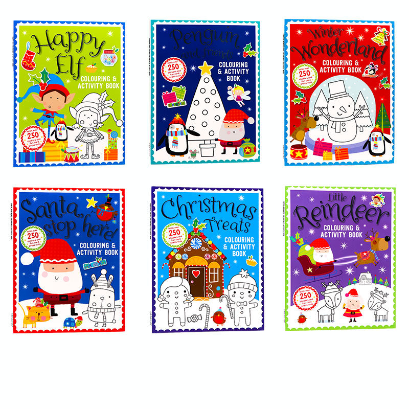圣诞节涂色填色贴纸书christmas treats colouring activity book圣诞