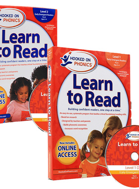 现货 英文原版 Hooked on Phonics Learn to Read - Levels 1&2 Complete Pre-K Ages 3-4 带DVD 美国自然拼读法教材 迷上语音