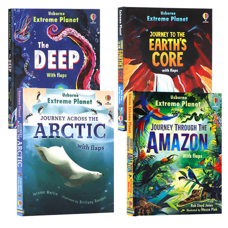 Usborne 探秘神奇星球系列英文科普绘本 Extreme Planet Journey's to the Deep Amazon 潜行深海北极地心科普百科亲子互动翻翻书