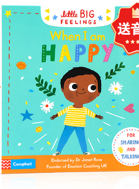 当我开心的时候 英文原版绘本 Little Big Feelings When I am Happy 儿童情绪管理情商培养精装纸板机关翻翻操作书亲子互动图画书