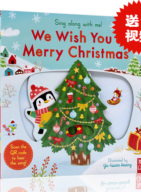 新版英文原版绘本sing along with me We Wish You a Merry Christmas圣诞节快乐童谣纸板机关操作书低幼儿启蒙趣味玩具书送音视频