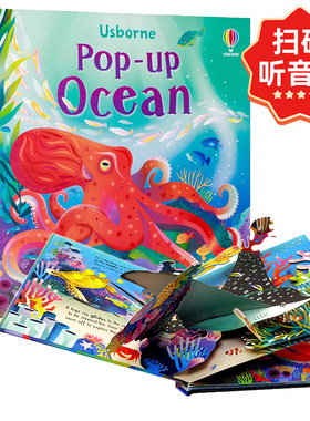 3d立体书海洋动物英文原版立体绘本 usborne Pop-up Ocean海洋动物认知儿童英语启蒙科普读物亲子互动精装纸板书 儿童趣味读物