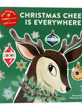 圣诞躲猫猫机关操作书英文原版绘本 Christmas Cheer Is Everywhere 圣诞欢乐无处不在低幼纸板翻翻书早教玩具书 Wednesday Kirwan