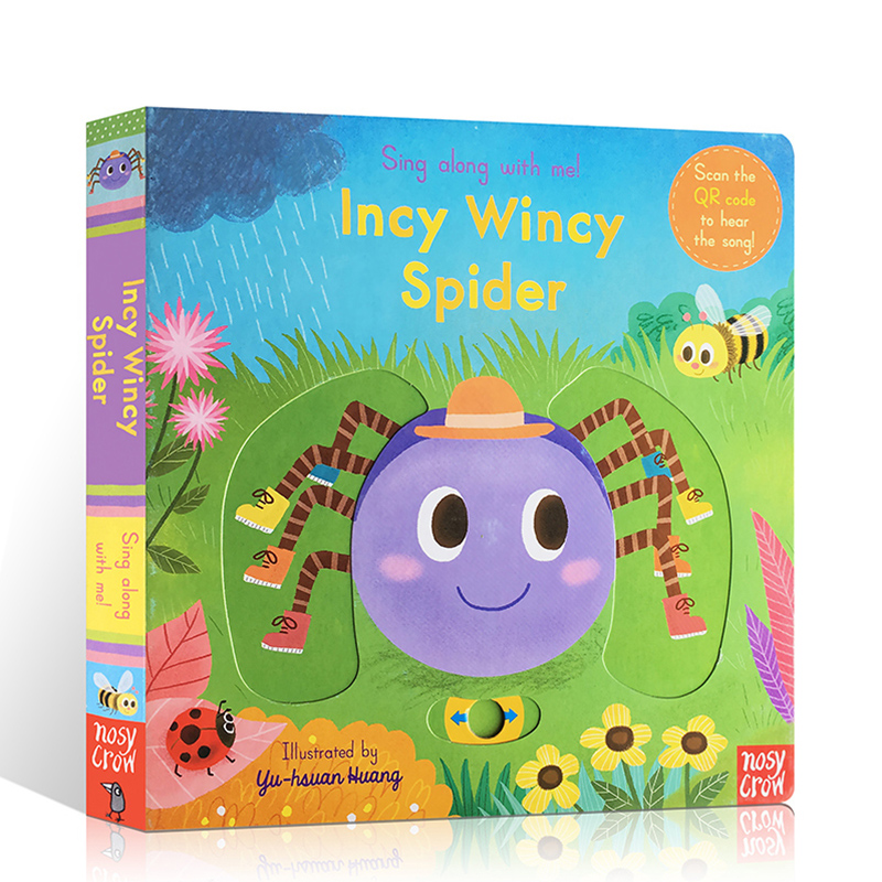 Incy Wincy Spider英文原版绘本 Sing Along with Me蜘蛛爬啊爬低幼启蒙趣味玩具早教书童谣纸板机关操作书