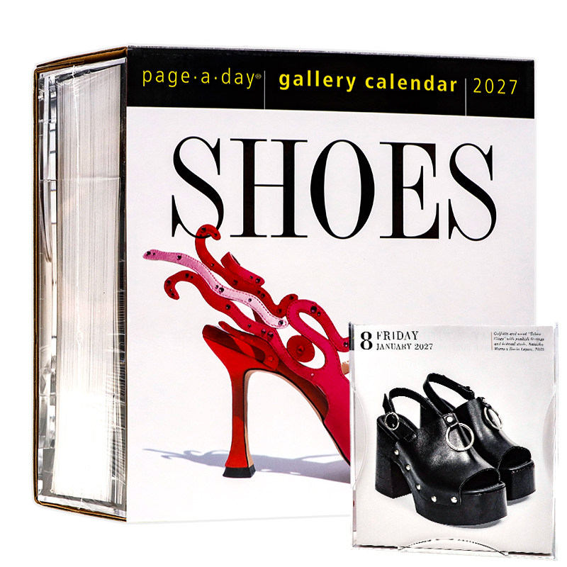 2027年台历画廊日历 英文原版一天一页鞋 Shoes Page-A-Day Gallery Calendar 鞋履设计主题桌面台历时尚艺术高清画册设计师灵感