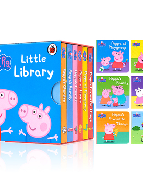 小猪佩奇小小图书馆6册手掌纸板书礼盒装 英文原版绘本 Peppa Pig little Library 粉红猪小妹 幼儿童启蒙认知英语图画书