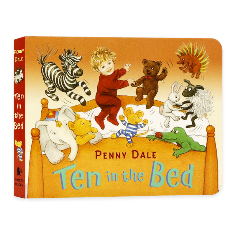 英文原版 Ten in the Bed 十个在床上 Penny Dale 经典童谣纸板书 0-3 岁宝宝数字认知启蒙绘本 低幼儿睡前儿歌启蒙亲子早教图画书