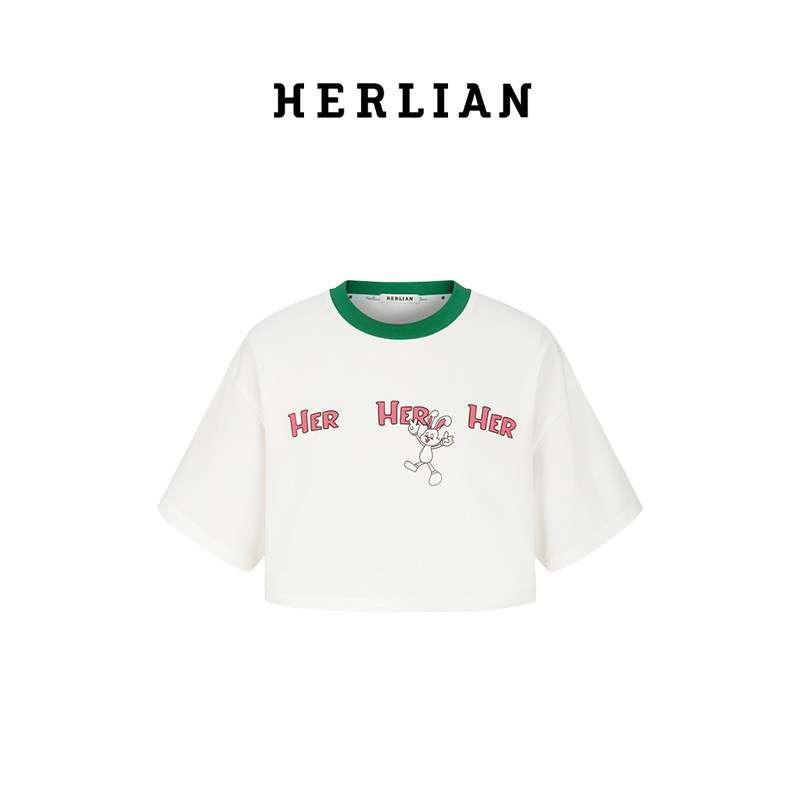 HERLIAN 23年春夏新款 Herher兔印花短款T恤