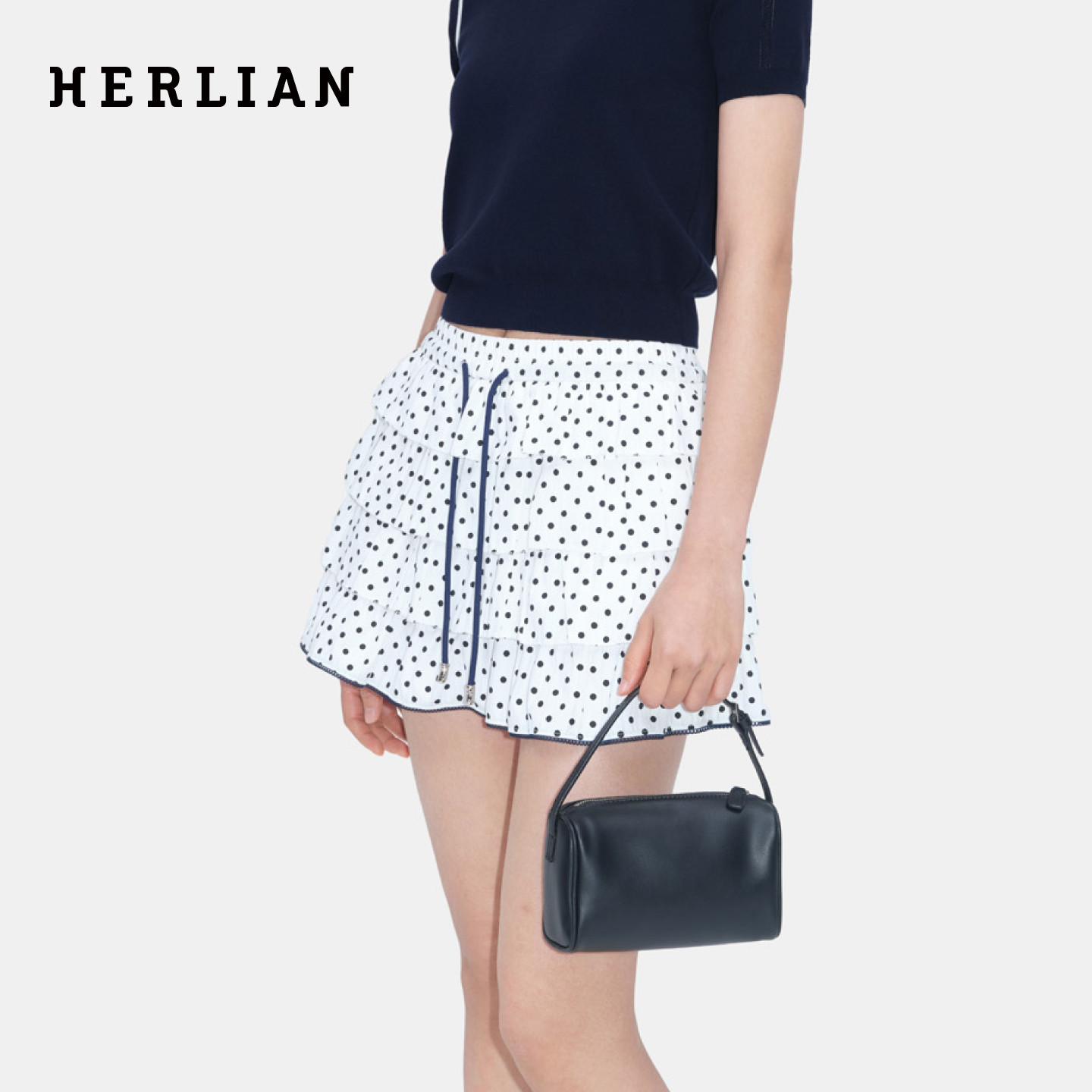 HERLIAN 2026年夏新品波点满印蛋糕蓬蓬裙抽绳女显瘦百搭半裙短裙