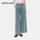 HERLIAN 双腰头拼接女士阔腿显瘦水洗休闲牛仔裤 2026年春季 新品