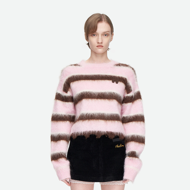 herlian秋季卫衣条纹毛衣羊毛
