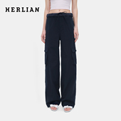 2026年春季 裤 新品 女士休闲工装 波点翻腰设计直筒长裤 HERLIAN