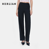 HERLIAN 可拆卸蝴蝶结女士垂感显瘦百搭黑色西装 2026年春季 裤 新品