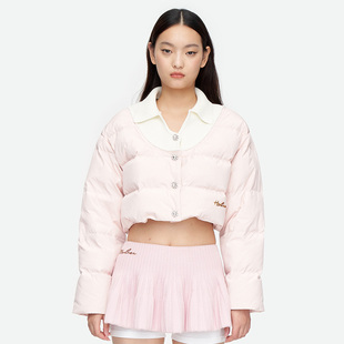 HERLIAN年冬季新品女士 针织拼接短款羽绒服