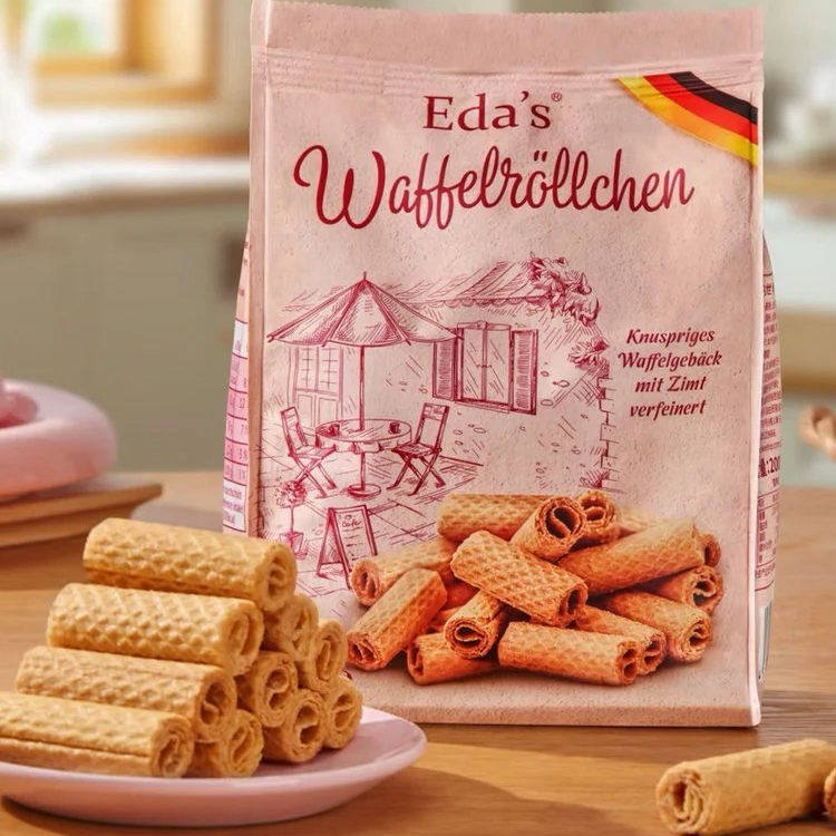 德国原装进口Eda's华夫蛋卷2袋艾达的世界香脆威化非油炸酥脆零食