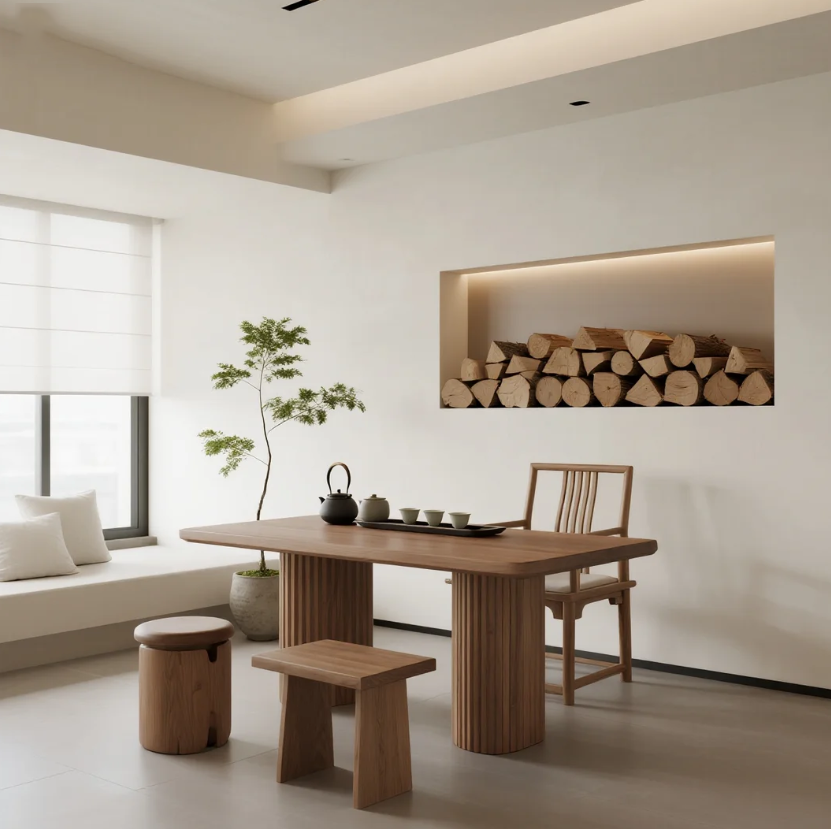 宋式美学榫卯禅意黑胡桃木茶桌椅设计师同款泡茶办公高端定制茶台