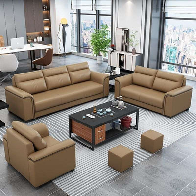现代简约办公室接待单三人位沙发小户型客厅茶几沙发组合套装