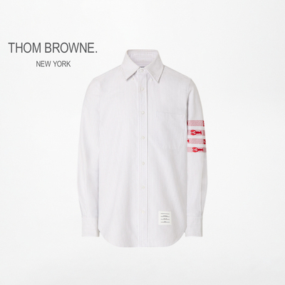 [早秋新品]THOM BROWNE 男士学院风棉质龙虾四条纹牛津布衬衫