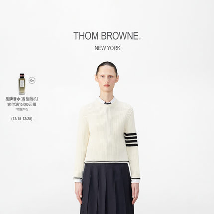 [6期免息]THOM BROWNE 女士经典四条纹羊毛圆领毛衣套头衫