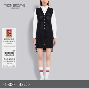 女士海军蓝孔眼百褶无袖 BROWNE THOM 连衣裙 秋冬优惠