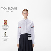 THOM 衬衫 BROWNE 女士耐久性牛津布臂环圆领短款