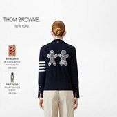 女士姜饼人羊毛四条纹V领开衫 BROWNE 6期免息 THOM