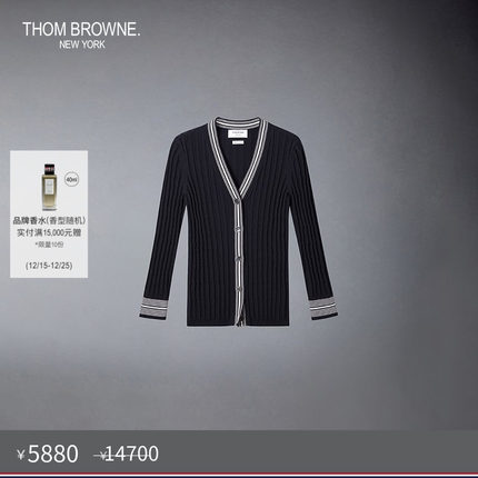 [秋冬优惠]THOM BROWNE 女士罗纹加长V领开衫