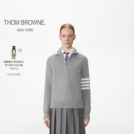 [6期免息]THOM BROWNE女士厚款秋冬拉链套头针织衫
